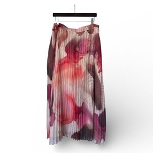 NWT Express Women's Floral Print Pleated Maxi Skirt Elastic Waist Flowy Size XL